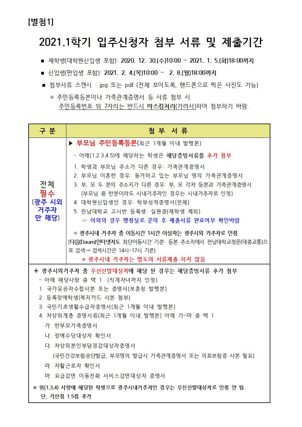 2021학년도 1학기 생활관 입주생 모집 공고(생활관 3~9동) 첨부이미지